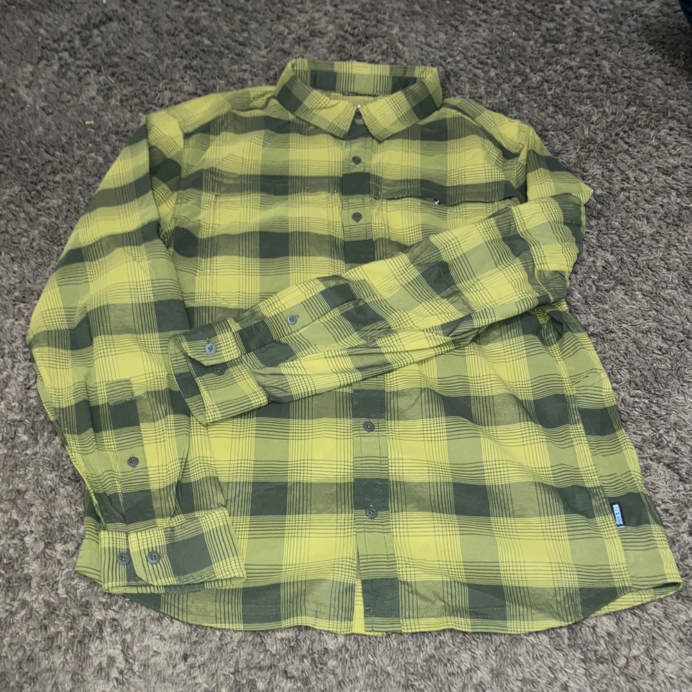 REI Coop Men's Mustard/ Green/Gray  Plaid Shirt M